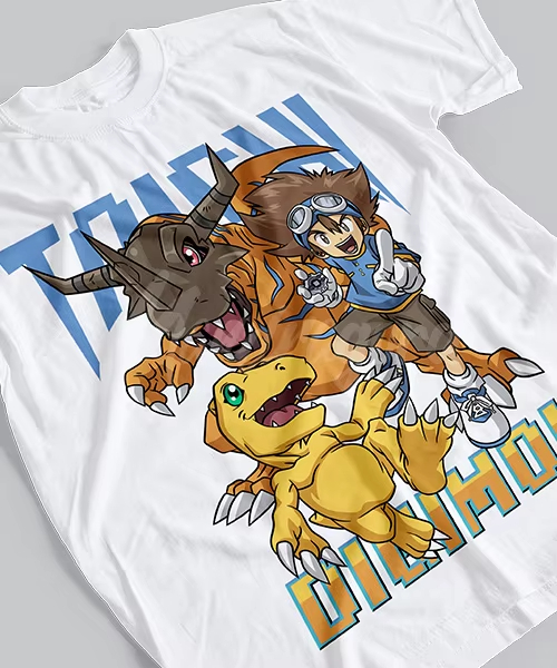 Summer Clothing Brands - Camiseta Estampada MetalGreymon de Algodón 100%