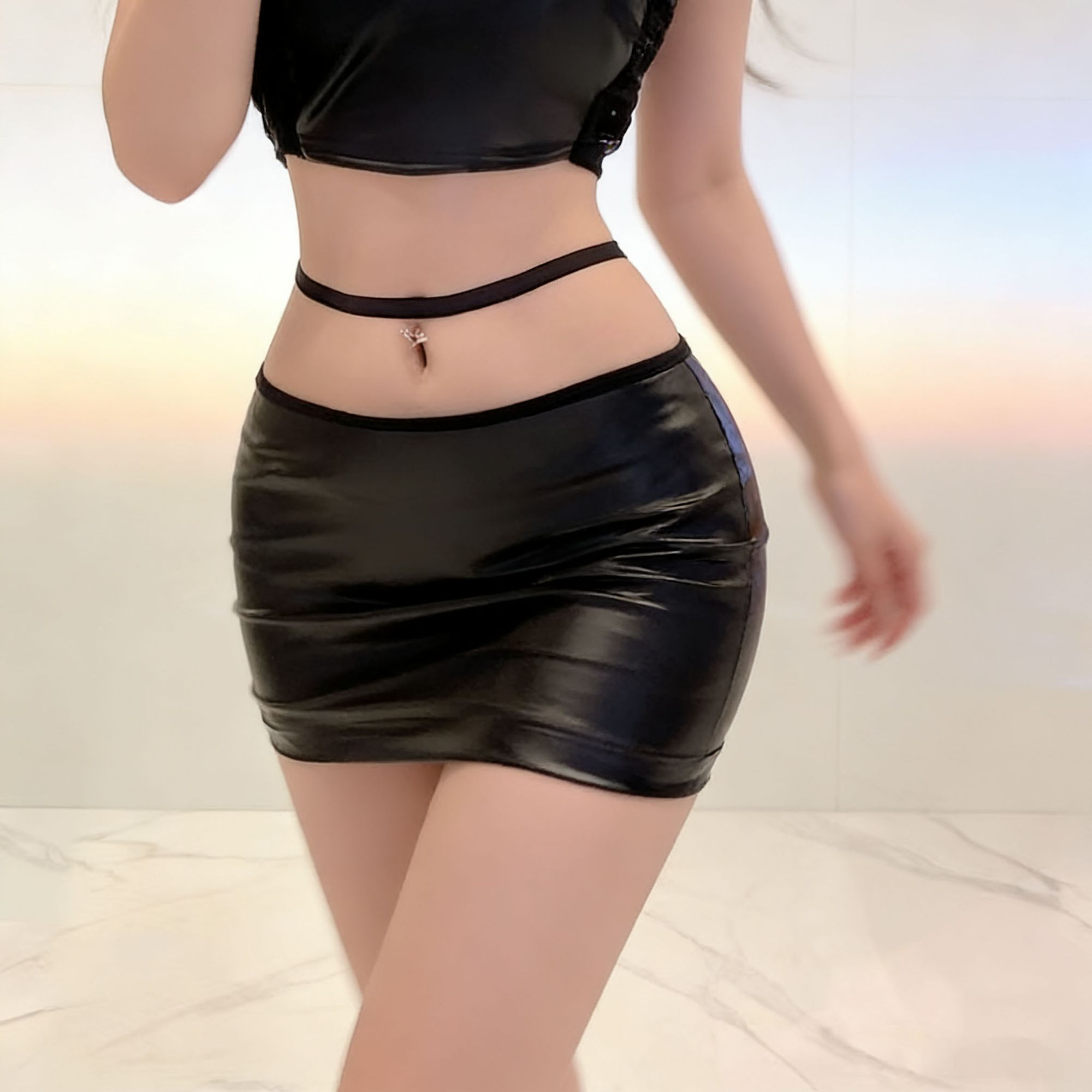 Falda Cruzada de PU Sexy de Mo - Summer Clothing Wraps reseña y precio